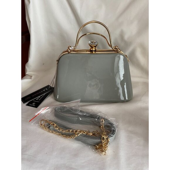 NWT Gray shiny patent jeweled closure LA TERRE chic. Vegan. PETA approved. - Picture 5 of 5